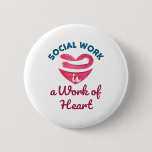 Macaron Rond 5 Cm Le travail social est un travail de coeur Travaill