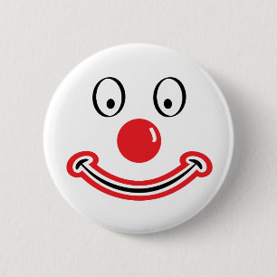 Macaron Rond 5 Cm Le visage de Clown avec le nez rouge. Clown