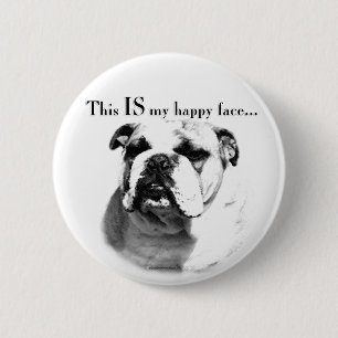 Macaron Rond 5 Cm Le visage joyeux de Bulldog