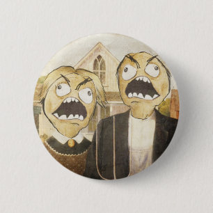 Macaron Rond 5 Cm Le visage Meme de rage font face à la peinture