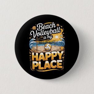 Macaron Rond 5 Cm Le volley-ball de plage est mon joueur de lieu heu