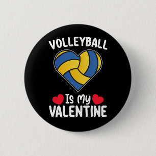 Macaron Rond 5 Cm Le volley-ball est mon sport de la Saint-Valentin