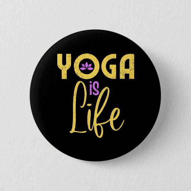 Macaron Rond 5 Cm Le yoga est la vie Le yoga Méditerranée (Devant)