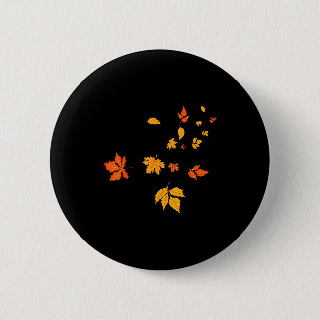Macaron Rond 5 Cm Leaf Blower Fall Leaves Funny Halloween Couple Mat (Devant)