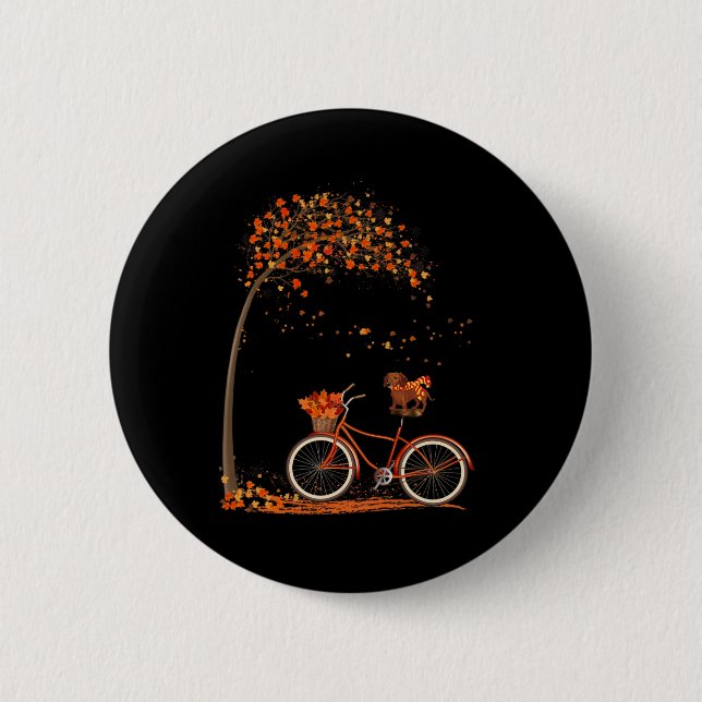 Macaron Rond 5 Cm Leaf de chien Automne Cyclisme d'automne amusant D (Devant)