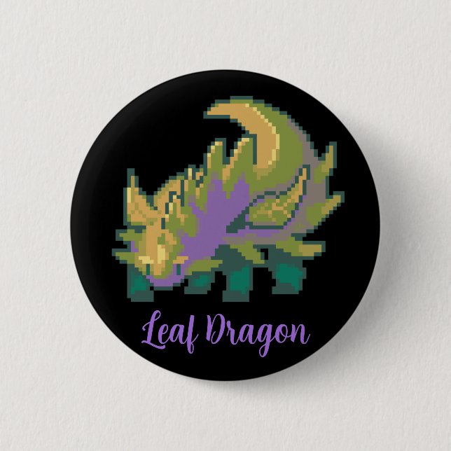 Macaron Rond 5 Cm Leaf Dragon pixel art (Devant)