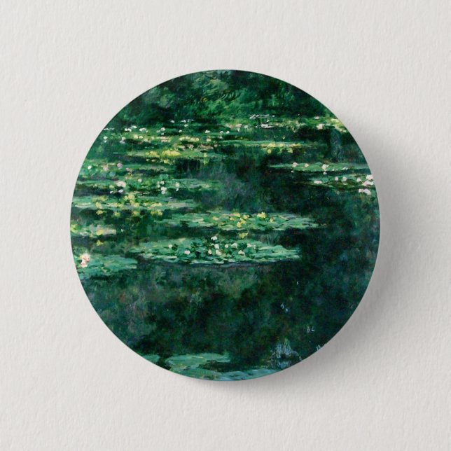 Macaron Rond 5 Cm L'EAU MENSONNE EN ÉTANG VERT par Claude Monet  (Devant)
