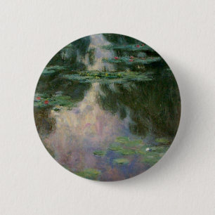 Macaron Rond 5 Cm L'EAU MENSONNE EN ÉTANG VERT ROSE par Claude Monet