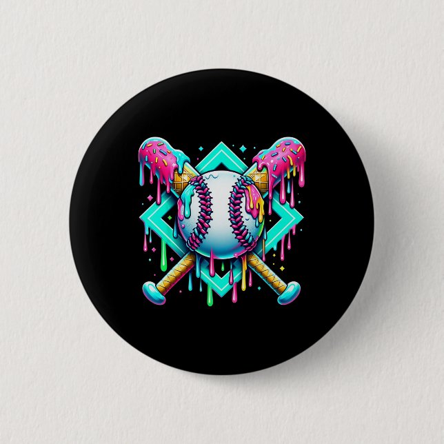 Macaron Rond 5 Cm Lèchement De Baseball Pour Garçons Crème Glace Déc (Devant)