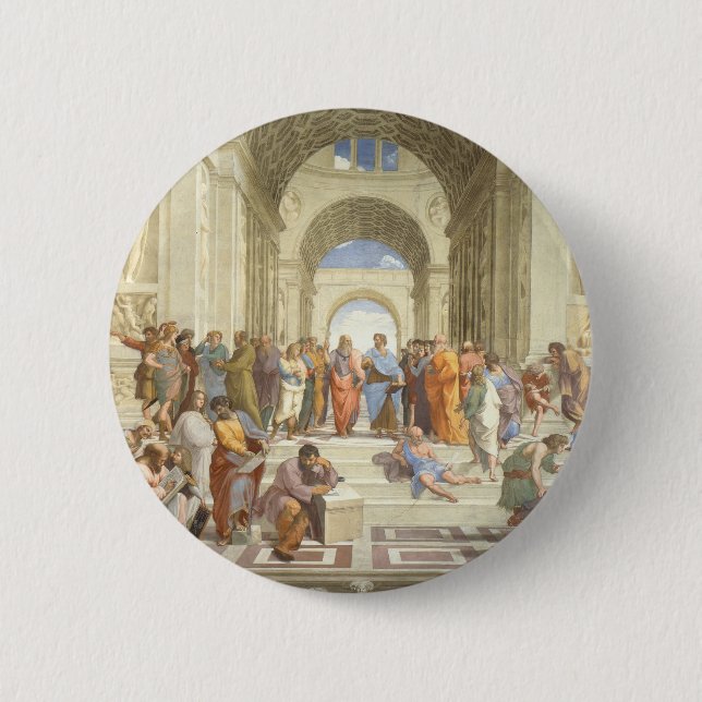 Macaron Rond 5 Cm L'école de Raphael d'Athènes (Devant)