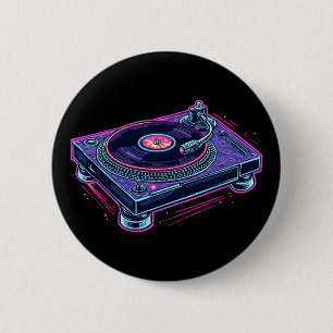 Macaron Rond 5 Cm Lecteur Vintage Audio LP Vinyl Record