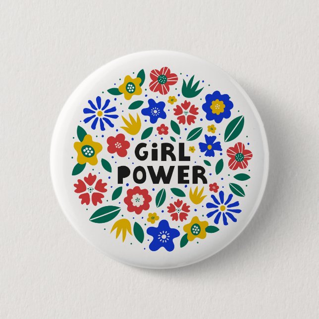 Macaron Rond 5 Cm L'égalité féministe du pouvoir féminin (Devant)