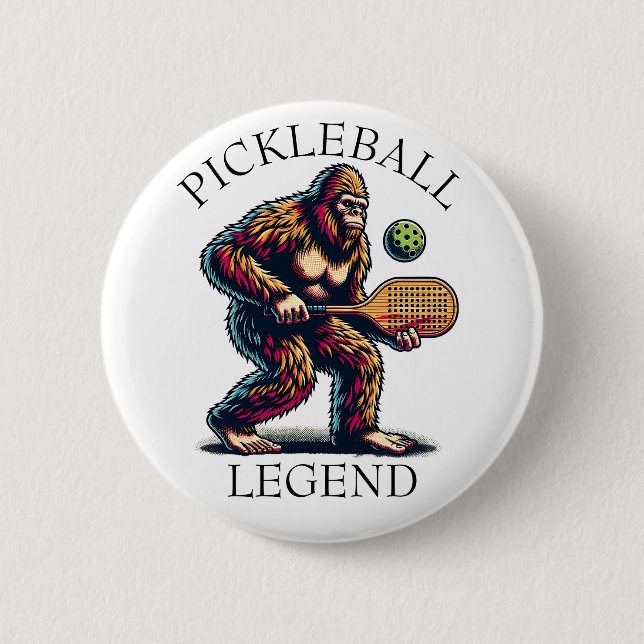Macaron Rond 5 Cm Légende du Pickleball | Funny Bigfoot (Devant)