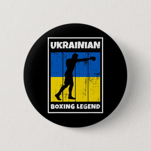 Macaron Rond 5 Cm Légende ukrainienne de la boxe avec drapeau pour l