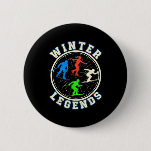 Macaron Rond 5 Cm légendes d'hiver hockey ski snowboard patinage