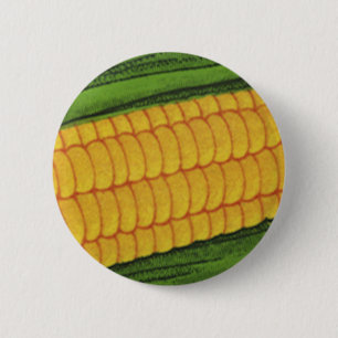 Macaron Rond 5 Cm Légumes alimentaires vintages; Maïs jaune sur la c