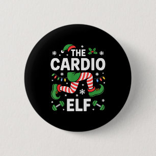 Macaron Rond 5 Cm L'Elfe Cardio Drôle de Fitness Noël Gym Entraîneme