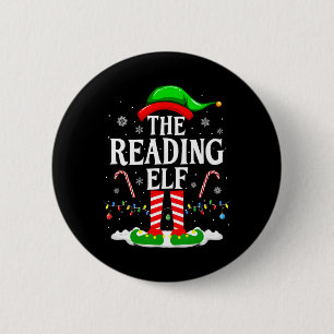 Macaron Rond 5 Cm L'elfe de lecture Xmas drôle amateur de livres Noë