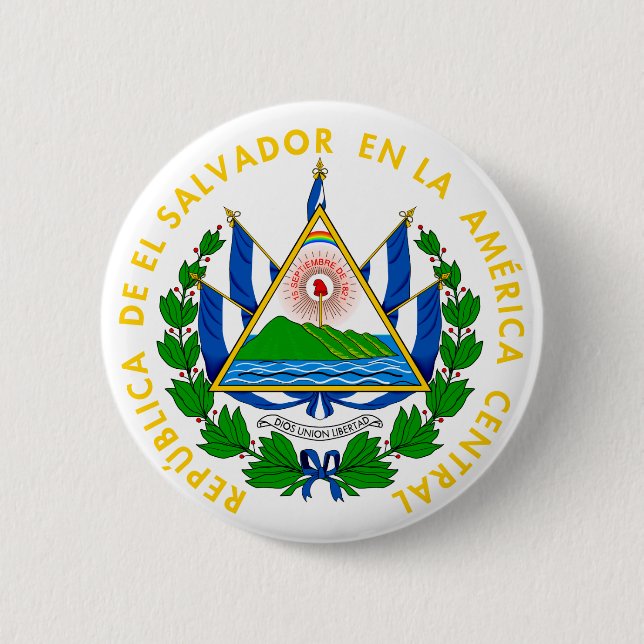 Macaron Rond 5 Cm l'emblème d'el salvador (Devant)