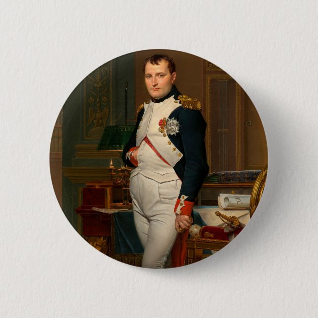 Macaron Rond 5 Cm L'empereur Napoléon dans son étude aux Tuileries (Devant)