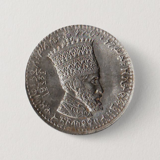Macaron Rond 5 Cm L'empereur Selassie I Pin (Devant)