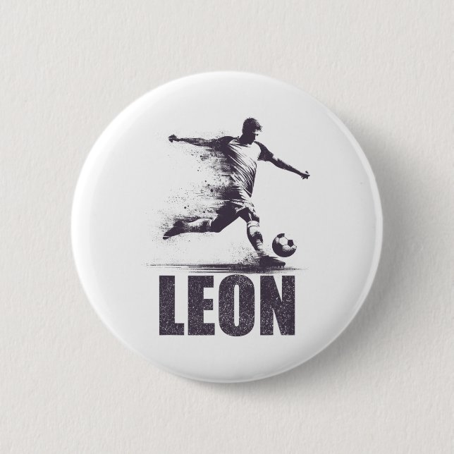 Macaron Rond 5 Cm Leon Soccer Boys Personalized First Name Leon  (Devant)