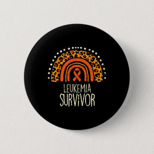 Macaron Rond 5 Cm Leopard Arc-en-ciel Orange Ruban Survivant Leukemi