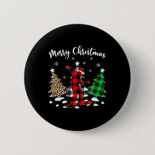 Macaron Rond 5 Cm Leopard Buffalo Plaid Snowboard Player Christma