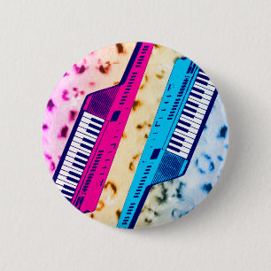 Macaron Rond 5 Cm Léopard de neige au néon de Keytar des années 8