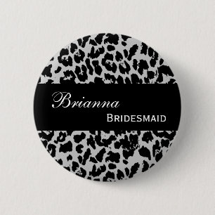 Macaron Rond 5 Cm Léopard gris V207A6 de bouton de Pin de DEMOISELL