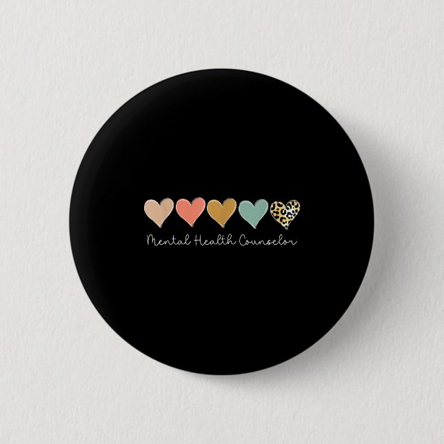 Macaron Rond 5 Cm Leopard Hearts Valentine's Day For Mental Health C (Devant)