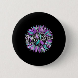Macaron Rond 5 Cm Léopard Tournesol Guerrier Suicide Turquoise Et Vi