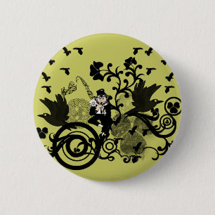 Macaron Rond 5 Cm Leprechaun en noir
