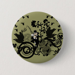 Macaron Rond 5 Cm Leprechaun en noir