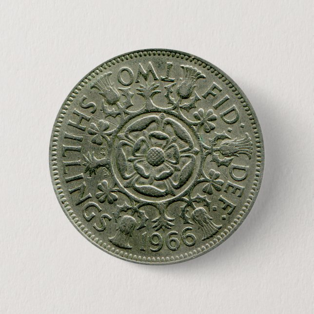 Macaron Rond 5 Cm Les 1966 Anglais bouton de deux shillings (Devant)