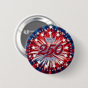 Macaron Rond 5 Cm Les 250 ans d'Amérique 1776-2026 Feux d'artifice R