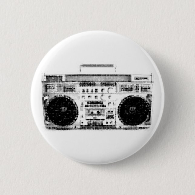 Macaron Rond 5 Cm les années 1980 Boombox (Devant)