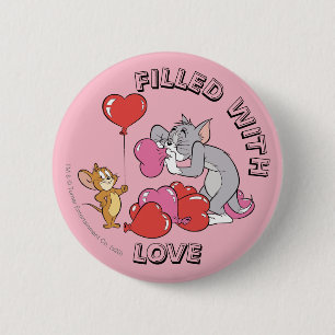 Macaron Rond 5 Cm Les ballons de coeur de Valentine gonflent Tom & J