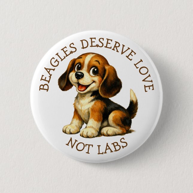 Macaron Rond 5 Cm Les Beagles méritent l'amour, pas les laboratoires (Devant)