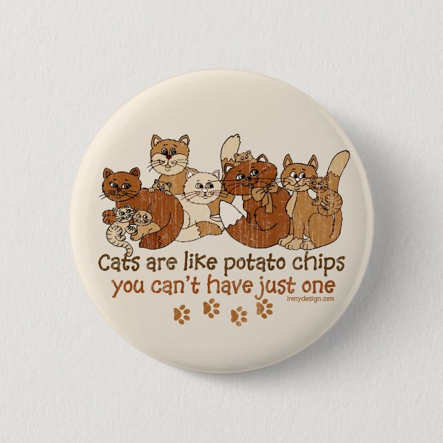 Macaron Rond 5 Cm Les chats sont comme des pommes chips (Devant)