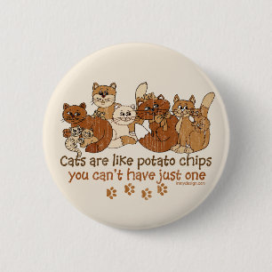 Macaron Rond 5 Cm Les chats sont comme des pommes chips