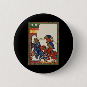 Macaron Rond 5 Cm Les Chevaliers Qui S'Embarquent Du Château, XIVe S