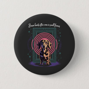 Macaron Rond 5 Cm Les Cœurs Courageux De Dachshund Se Trouvent Souve