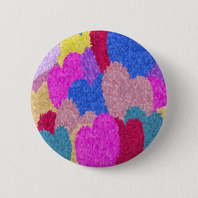 Macaron Rond 5 Cm Les Coeurs Fragmentés Peinture Abstraite (Devant)