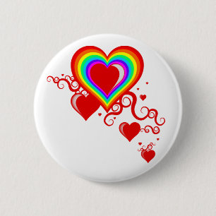 Macaron Rond 5 Cm les coeurs se chamaillent. rainbowz.