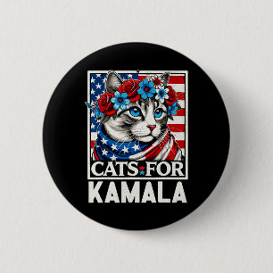 Macaron Rond 5 Cm Les Dames Pour Kamala Drôle Chat 2024 Président Ka