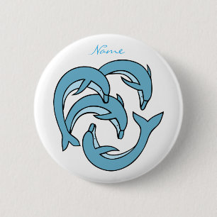 Macaron Rond 5 Cm Les dauphins bleus entourent Thunder_Cove