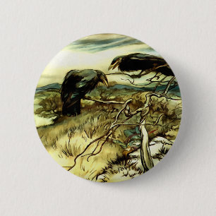 Macaron Rond 5 Cm Les deux corbeaux ou corbies Twa font un mane