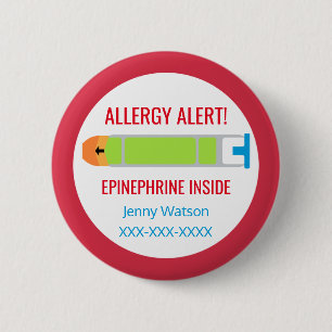 Macaron Rond 5 Cm Les enfants Alertent l'allergie personnalisée L'ép