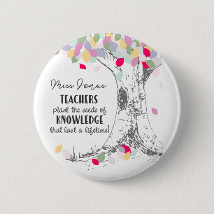 Macaron Rond 5 Cm Les enseignants plantent l'arbre arc-en-ciel de la